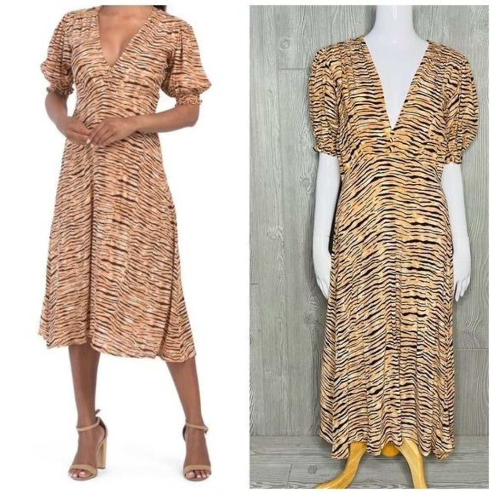 Nwt faithfully the brand Marie Louise midi dress wild animal print medium